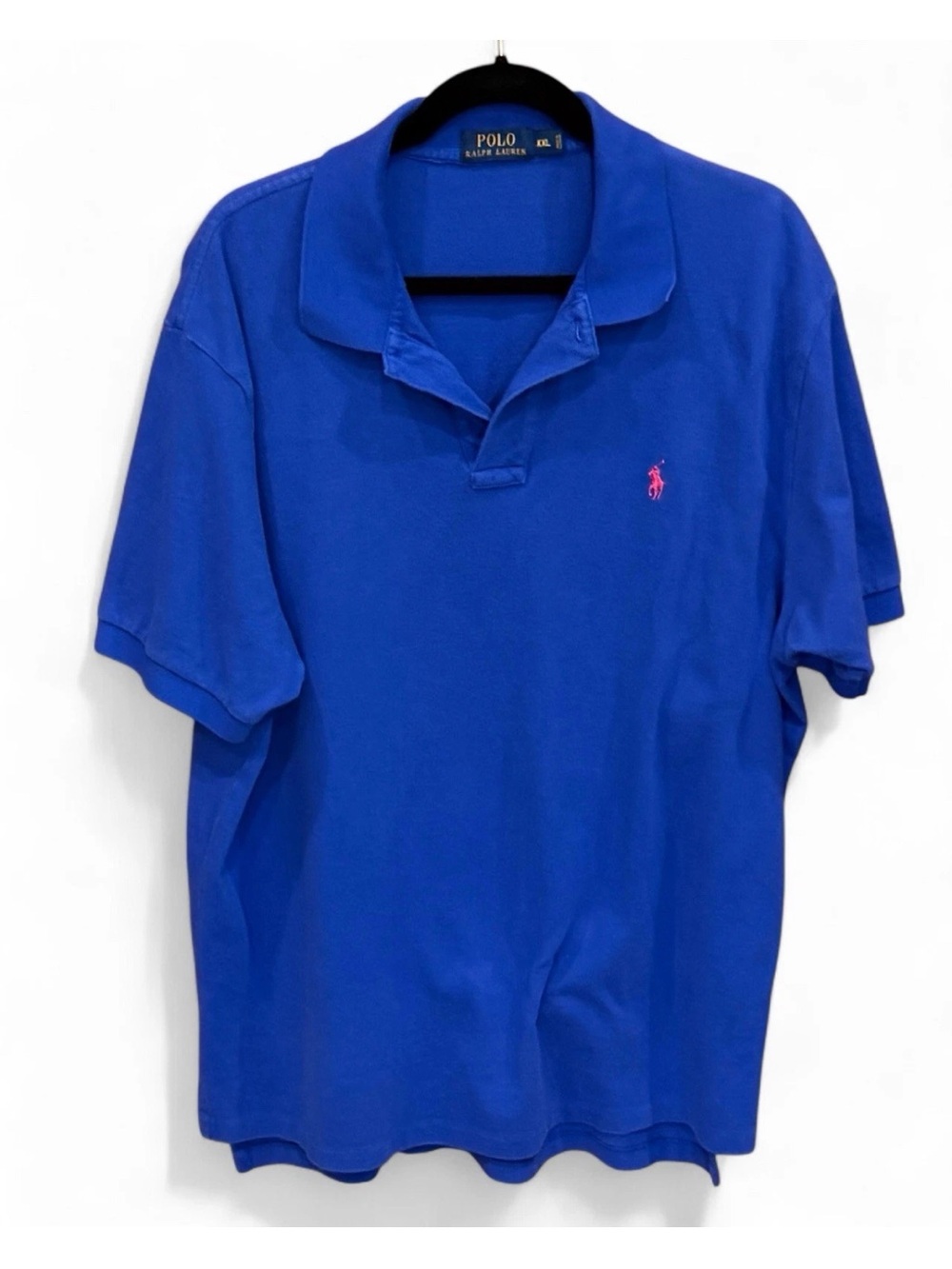 Polo by Ralph Lauren Men's Cobalt Blue Polo with Pink Pony XXL EUC